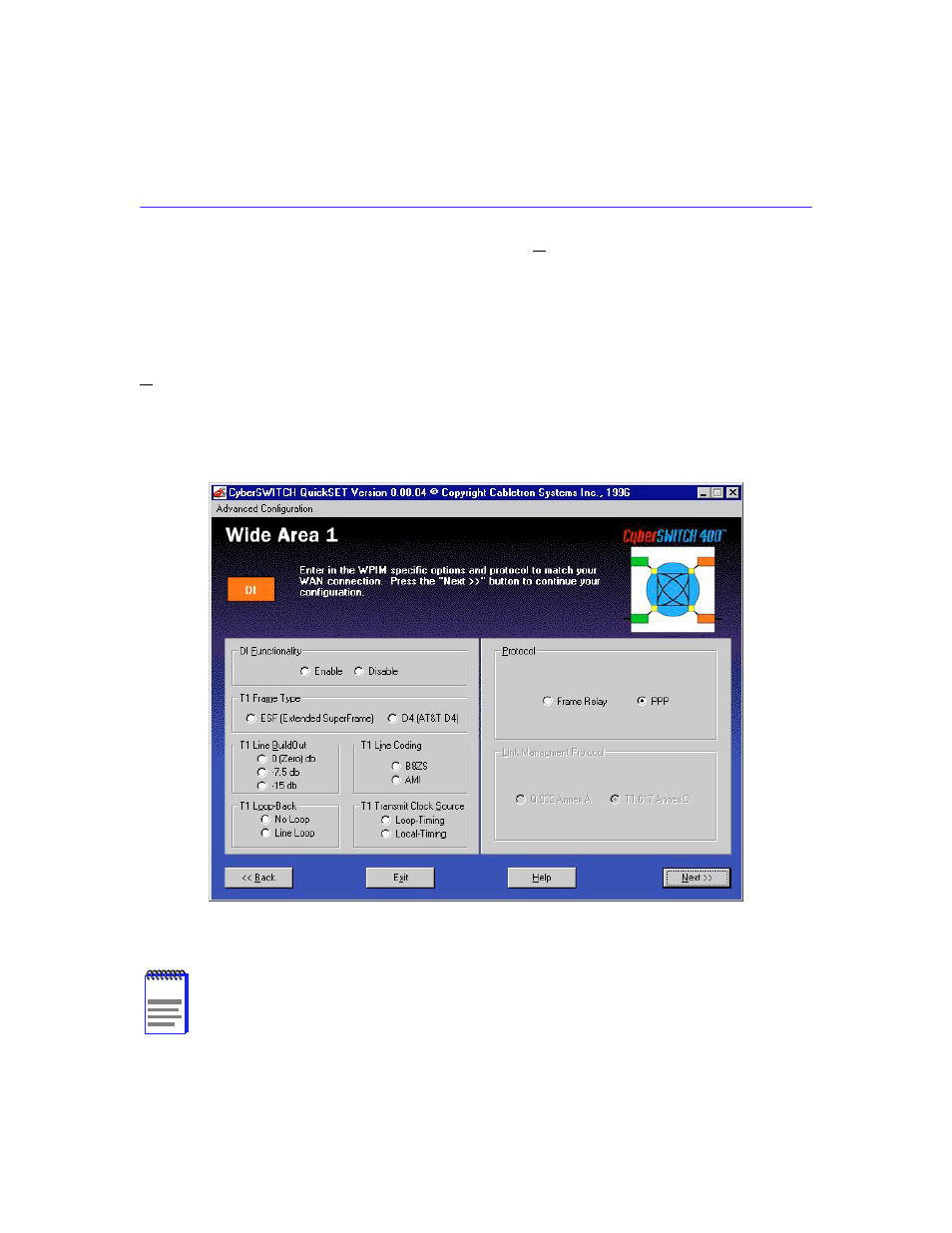 Wide area di configuration window | Cabletron Systems Cabletron CyberSWITCH CSX400 User Manual | Page 99 / 275