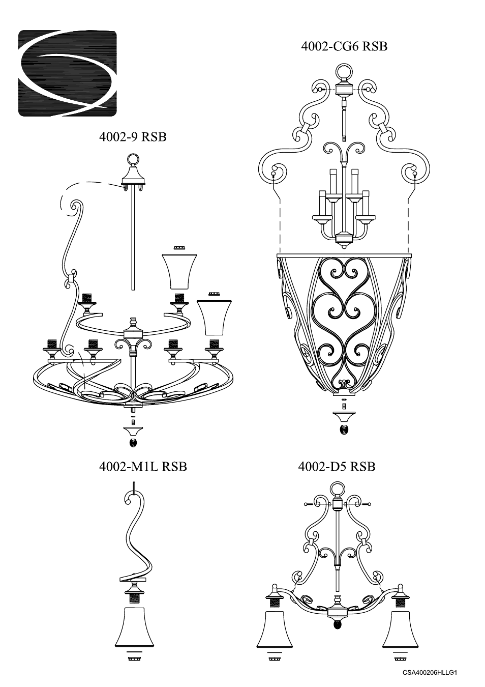 Golden Lighting 4002-M1L RSB User Manual | 2 pages