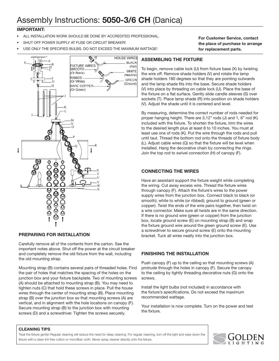 Golden Lighting 5050-6 CH User Manual | 1 page