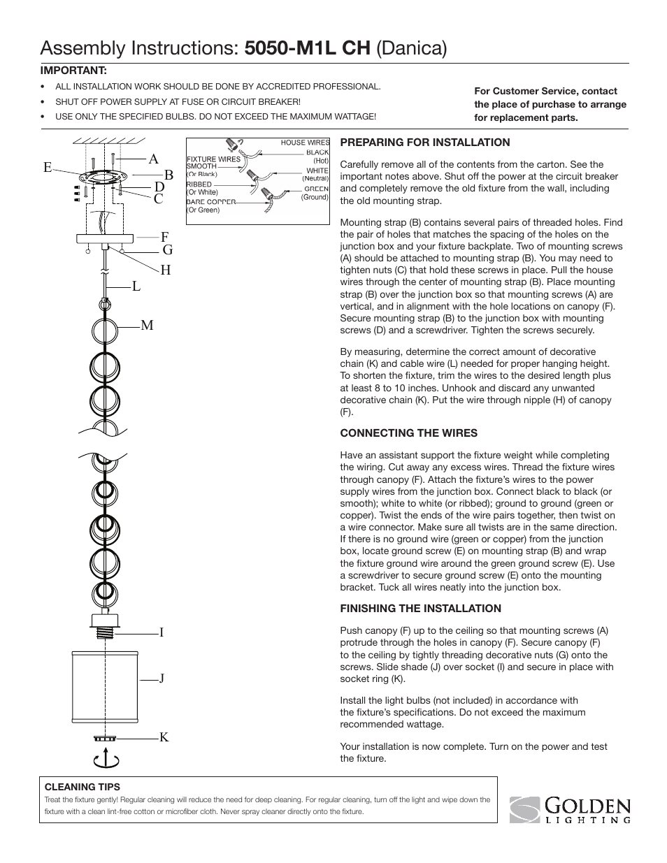 Golden Lighting 5050-M1L CH User Manual | 1 page