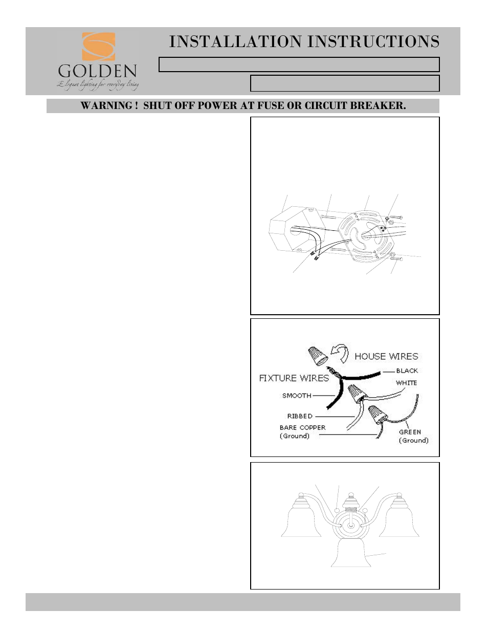 Installation instructions, Ih j k l | Golden Lighting 5222-3 RBZ-TEA User Manual | Page 2 / 2