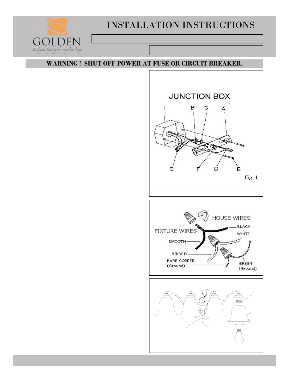 Installation instructions | Golden Lighting 5222-4 RBZ-TEA User Manual | Page 2 / 2