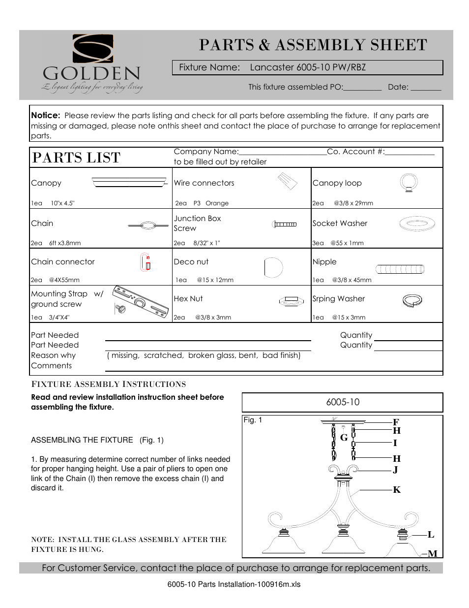 Golden Lighting 6005-10 RBZ User Manual | 3 pages