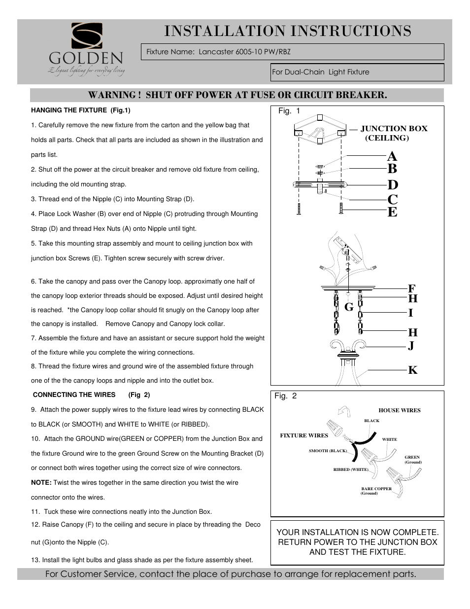 Installation instructions, Ac b | Golden Lighting 6005-10 RBZ User Manual | Page 3 / 3