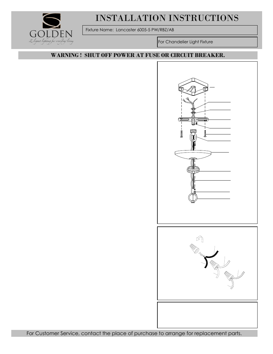 Installation instructions, Lb c a | Golden Lighting 6005-5 RBZ User Manual | Page 3 / 3