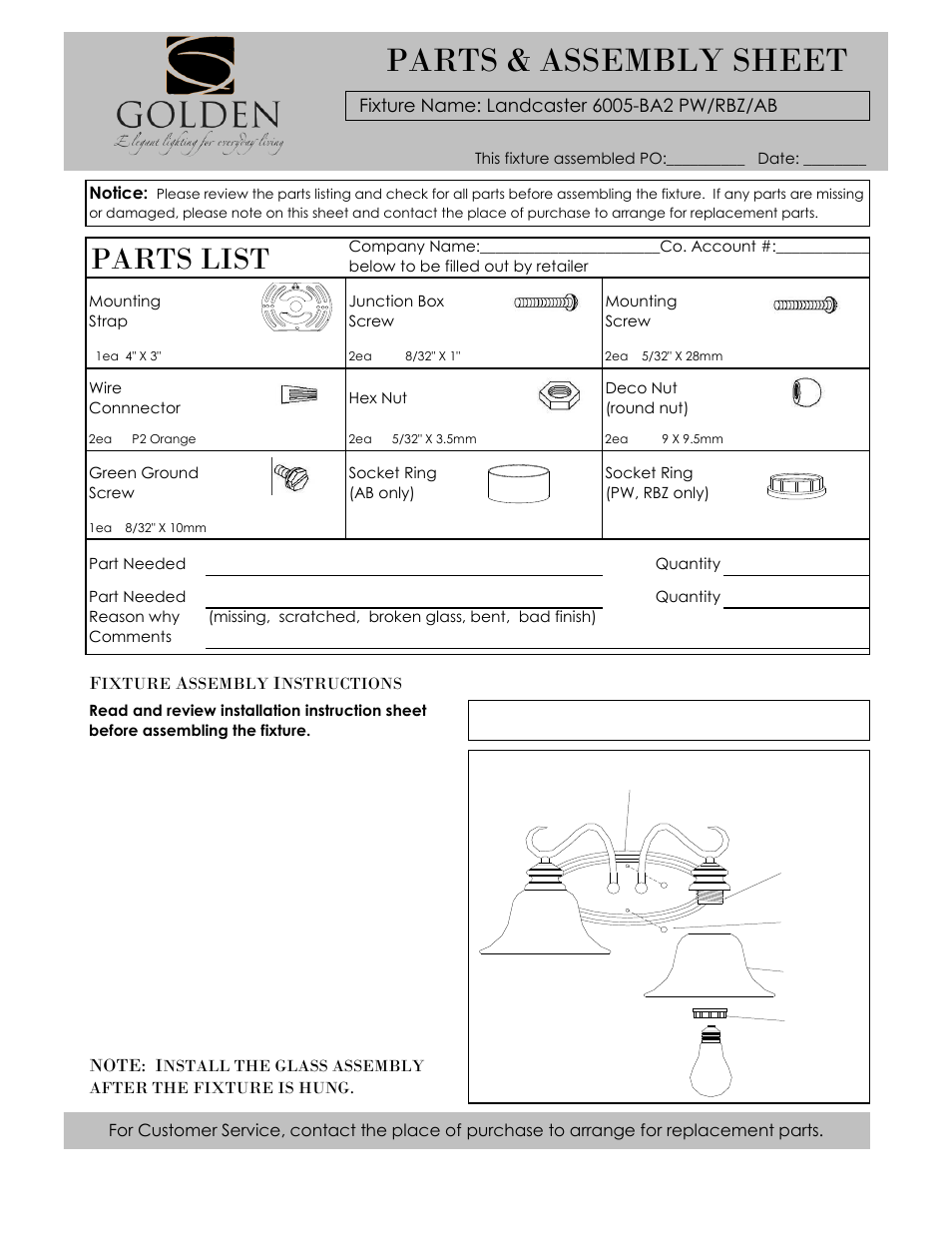 Golden Lighting 6005-BA2 RBZ User Manual | 2 pages