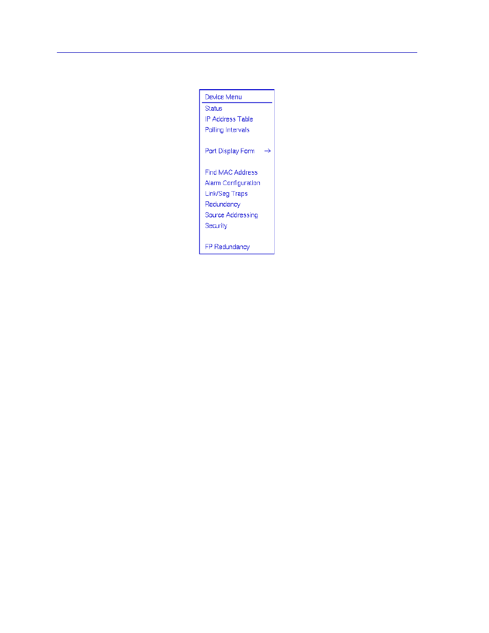 Button displays the device menu, Figure 2-2 | Cabletron Systems EMM-E6 User Manual | Page 20 / 118