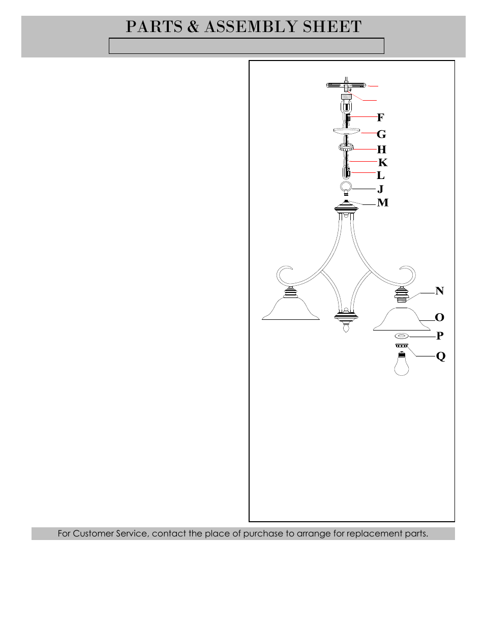 Parts & assembly sheet | Golden Lighting 6005-D5 RBZ User Manual | Page 2 / 3