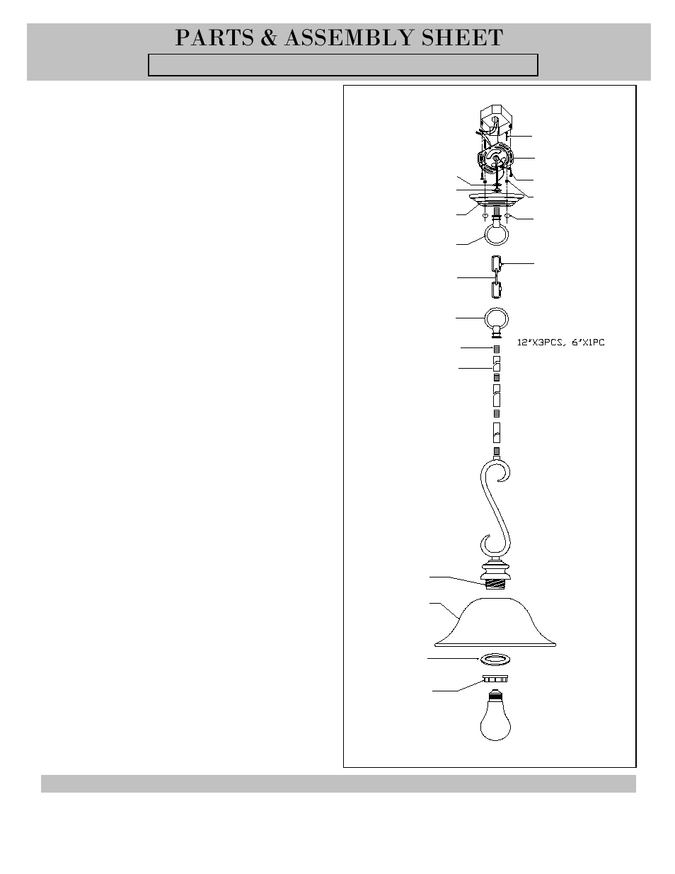 Parts & assembly sheet | Golden Lighting 6005-M1L RBZ User Manual | Page 2 / 3