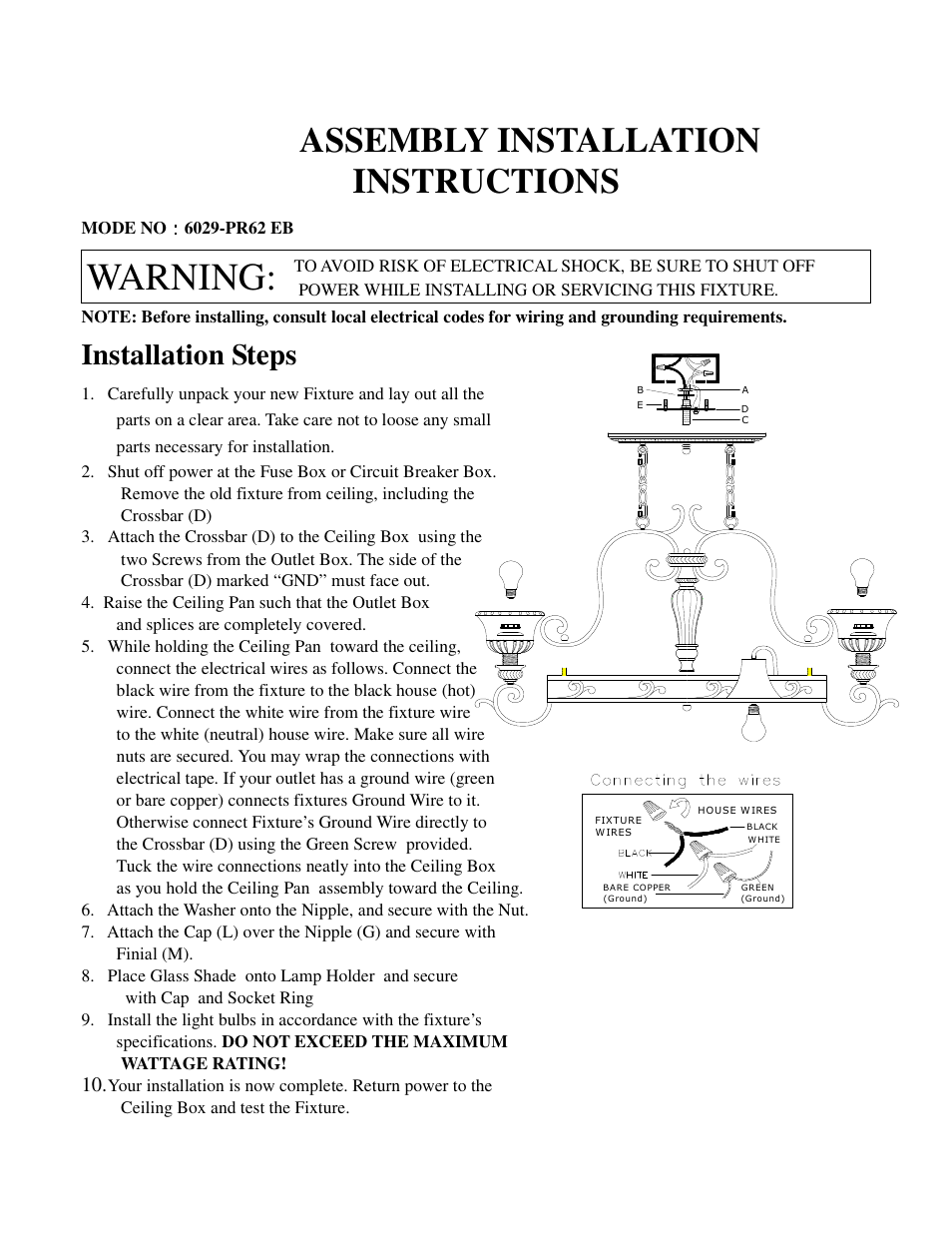 Golden Lighting 6029-PR62 EB User Manual | 1 page