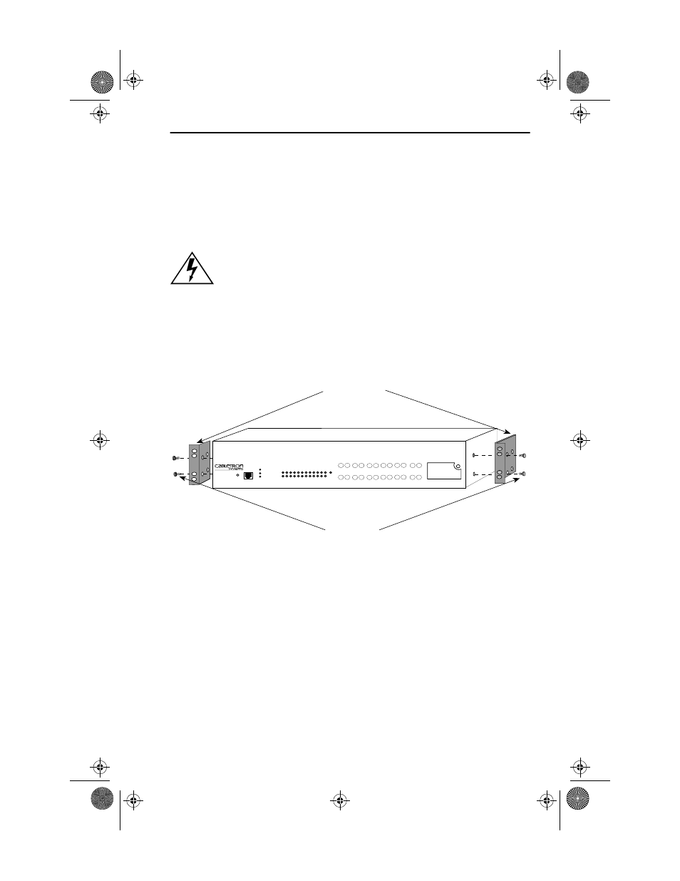 Figure 4-4 installing the rack mounting brackets, Screws (4) rack mounting brackets (2) | Cabletron Systems SEHI-22FL User Manual | Page 28 / 85