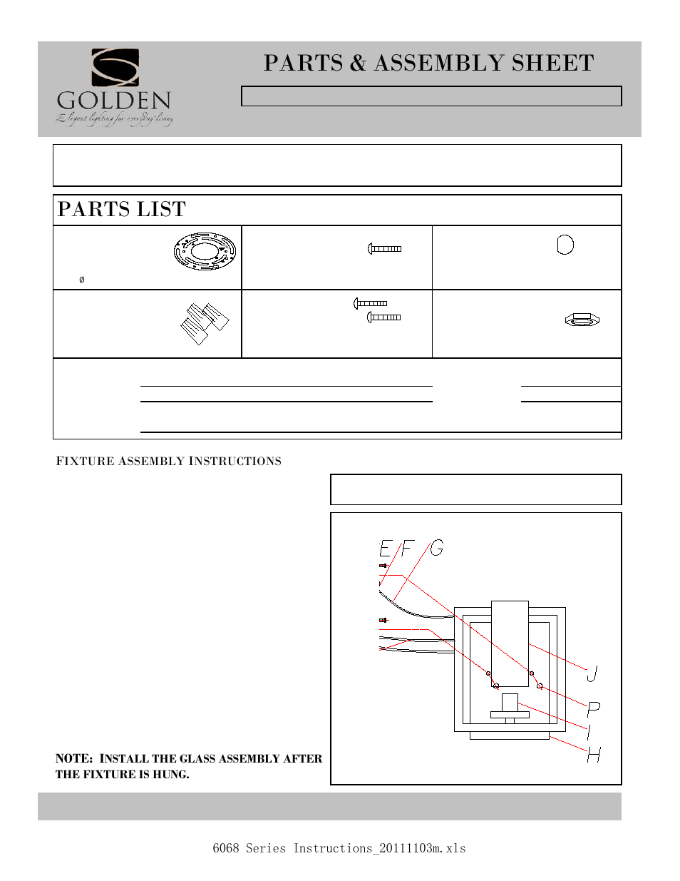 Golden Lighting 6068-1W GMT User Manual | 2 pages