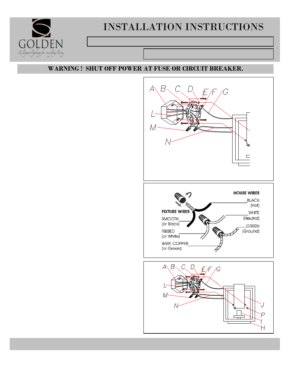 6068-1w-i, Installation instructions | Golden Lighting 6068-1W GMT User Manual | Page 2 / 2