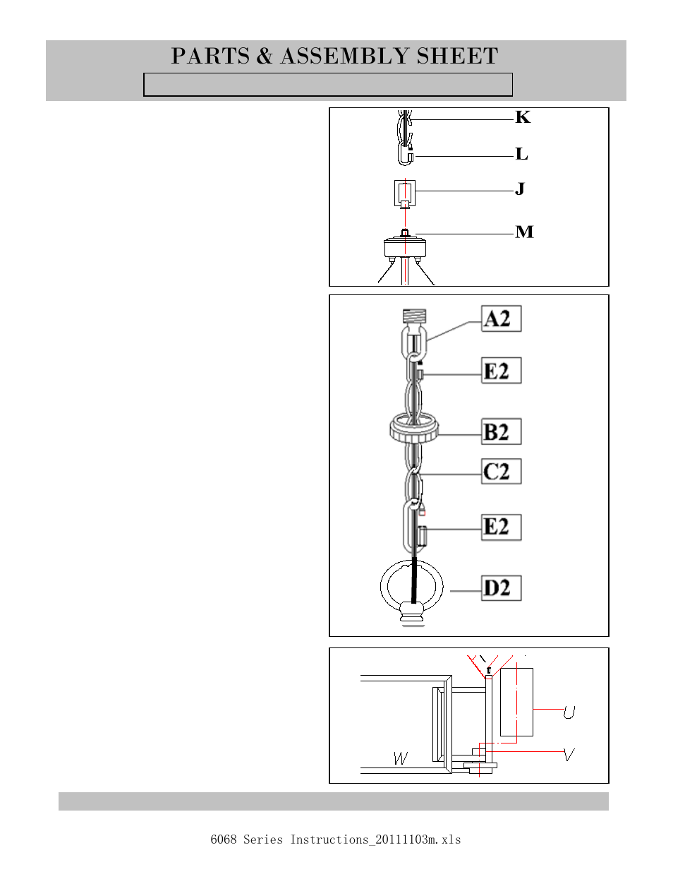 Parts & assembly sheet | Golden Lighting 6068-5 GMT User Manual | Page 2 / 3
