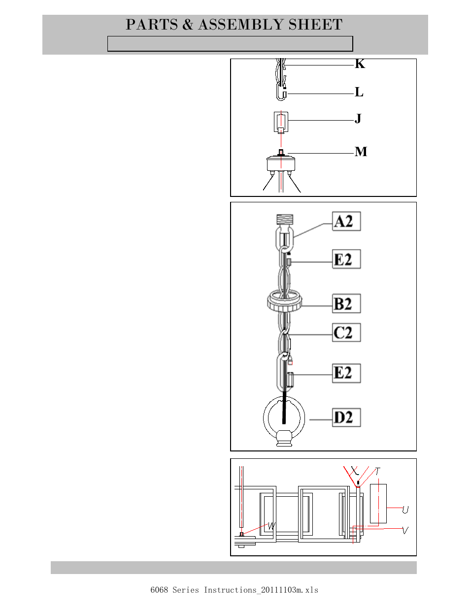 Parts & assembly sheet | Golden Lighting 6068-8 GMT User Manual | Page 2 / 3