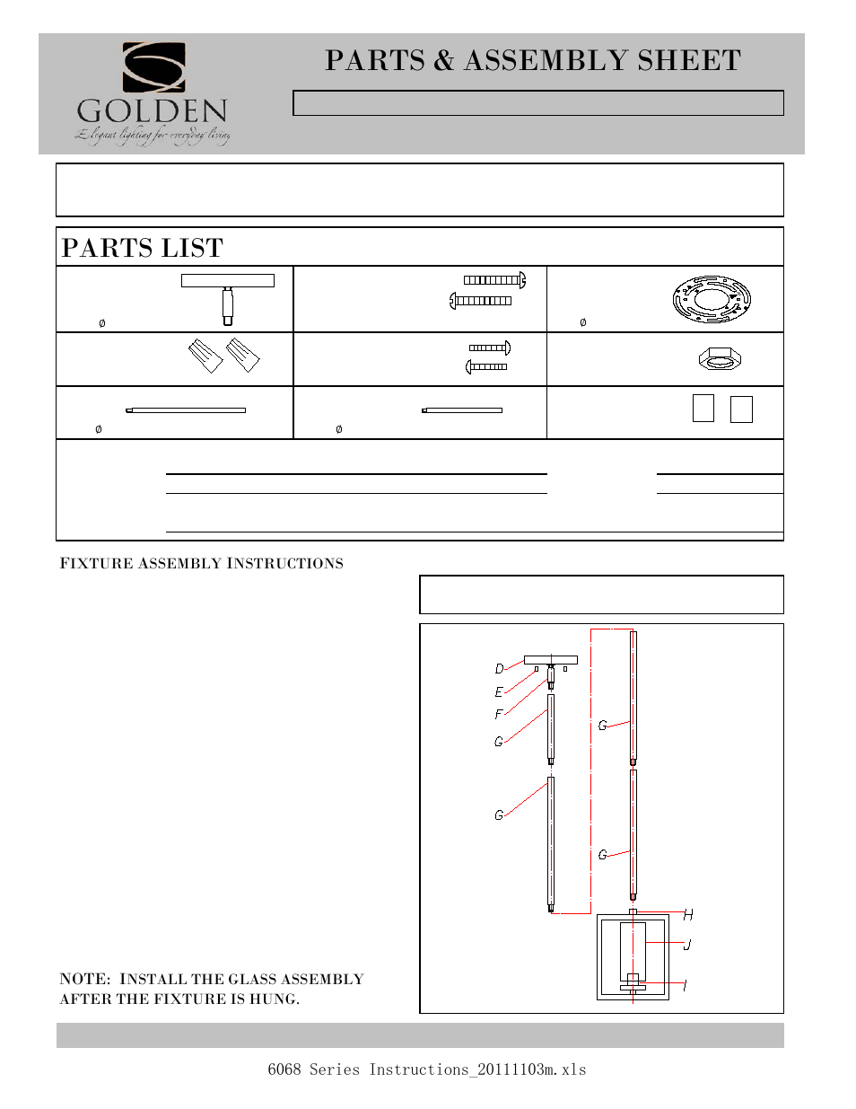 Golden Lighting 6068-M1L GMT User Manual | 2 pages