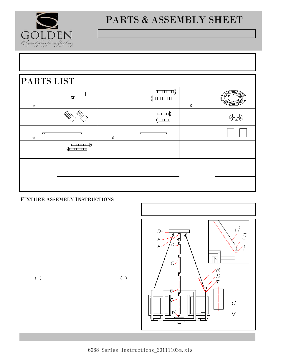 Golden Lighting 6068-SF GMT User Manual | 2 pages