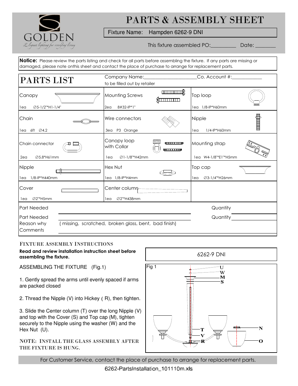 Golden Lighting 6262-9 DNI User Manual | 3 pages