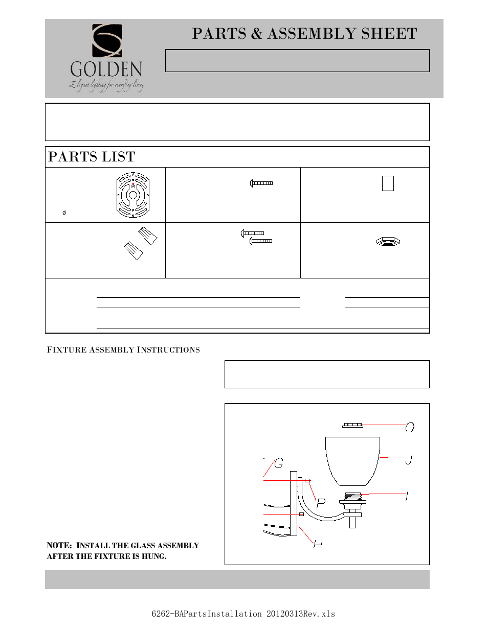 Golden Lighting 6262-BA1 DNI User Manual | 2 pages