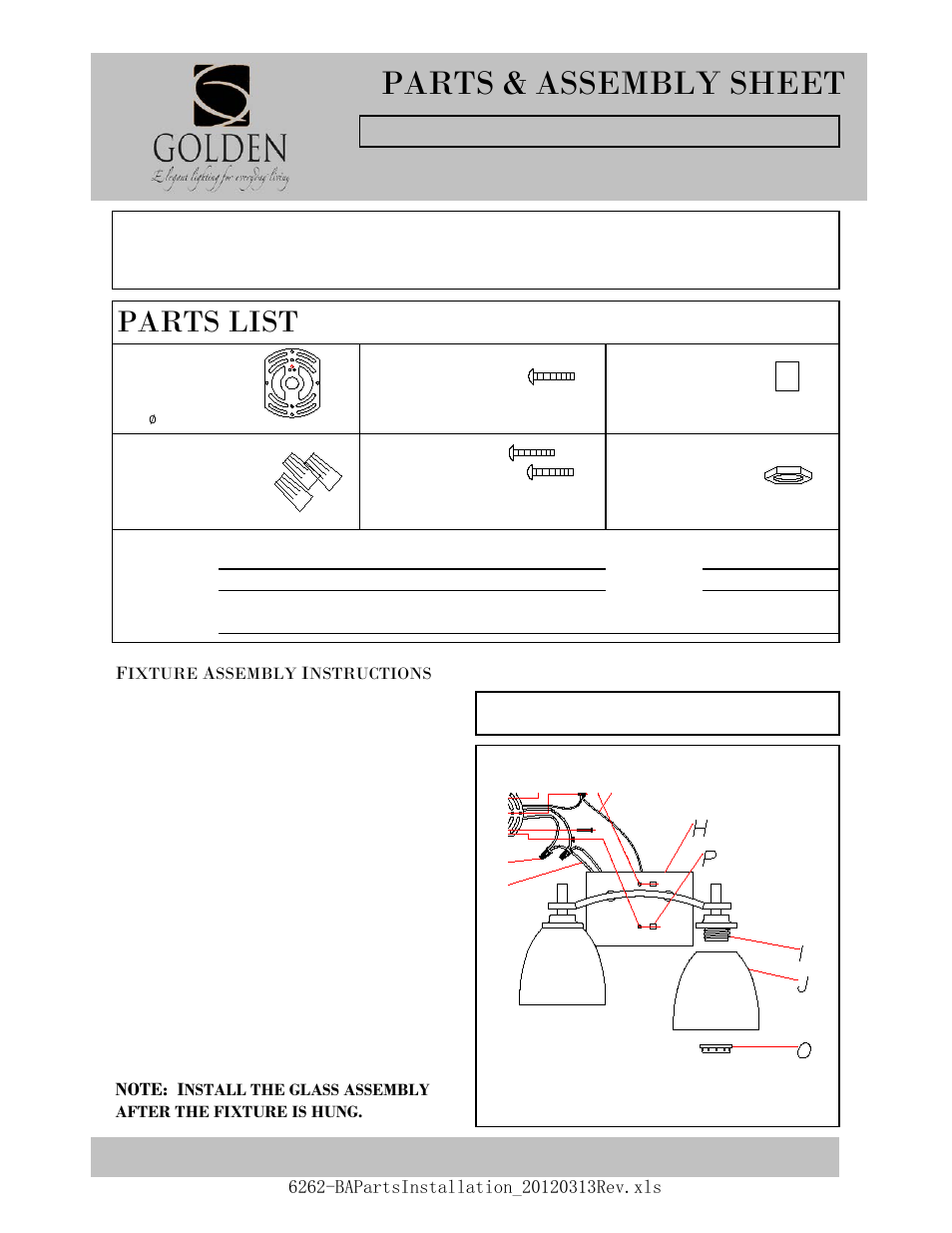 Golden Lighting 6262-BA2 DNI User Manual | 2 pages