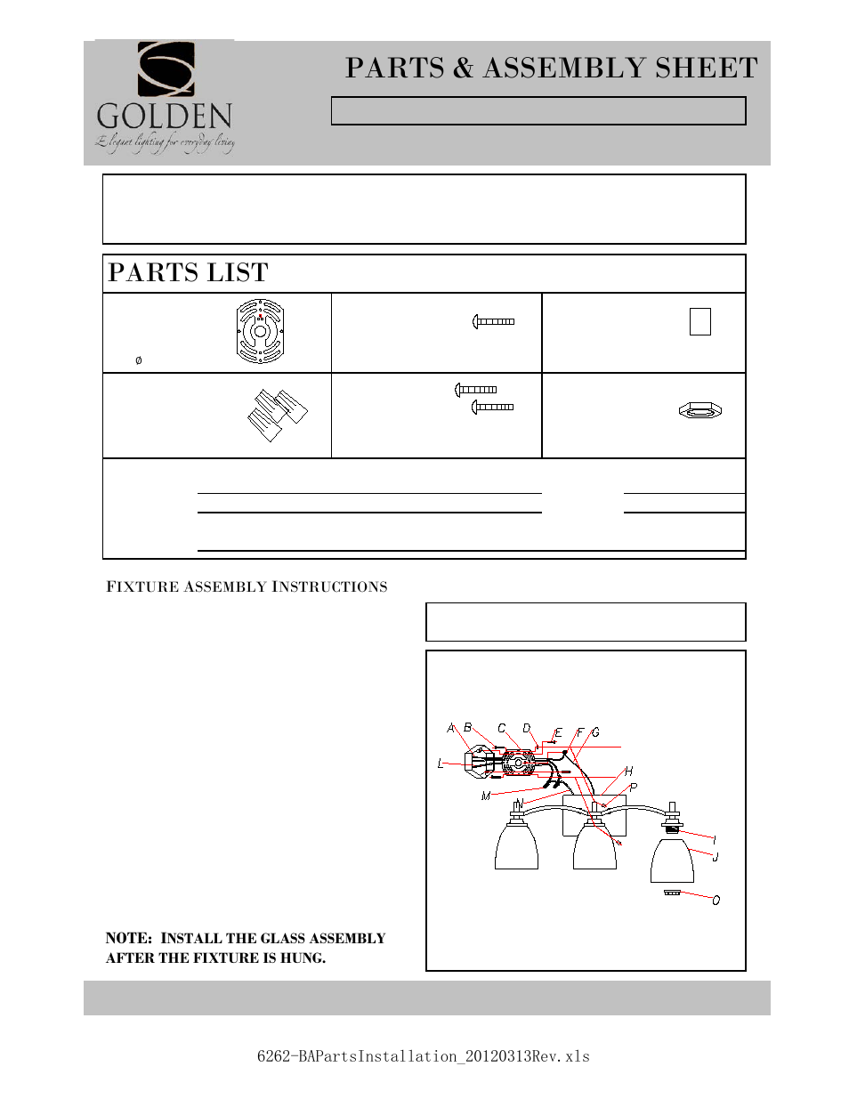 Golden Lighting 6262-BA3 DNI User Manual | 2 pages