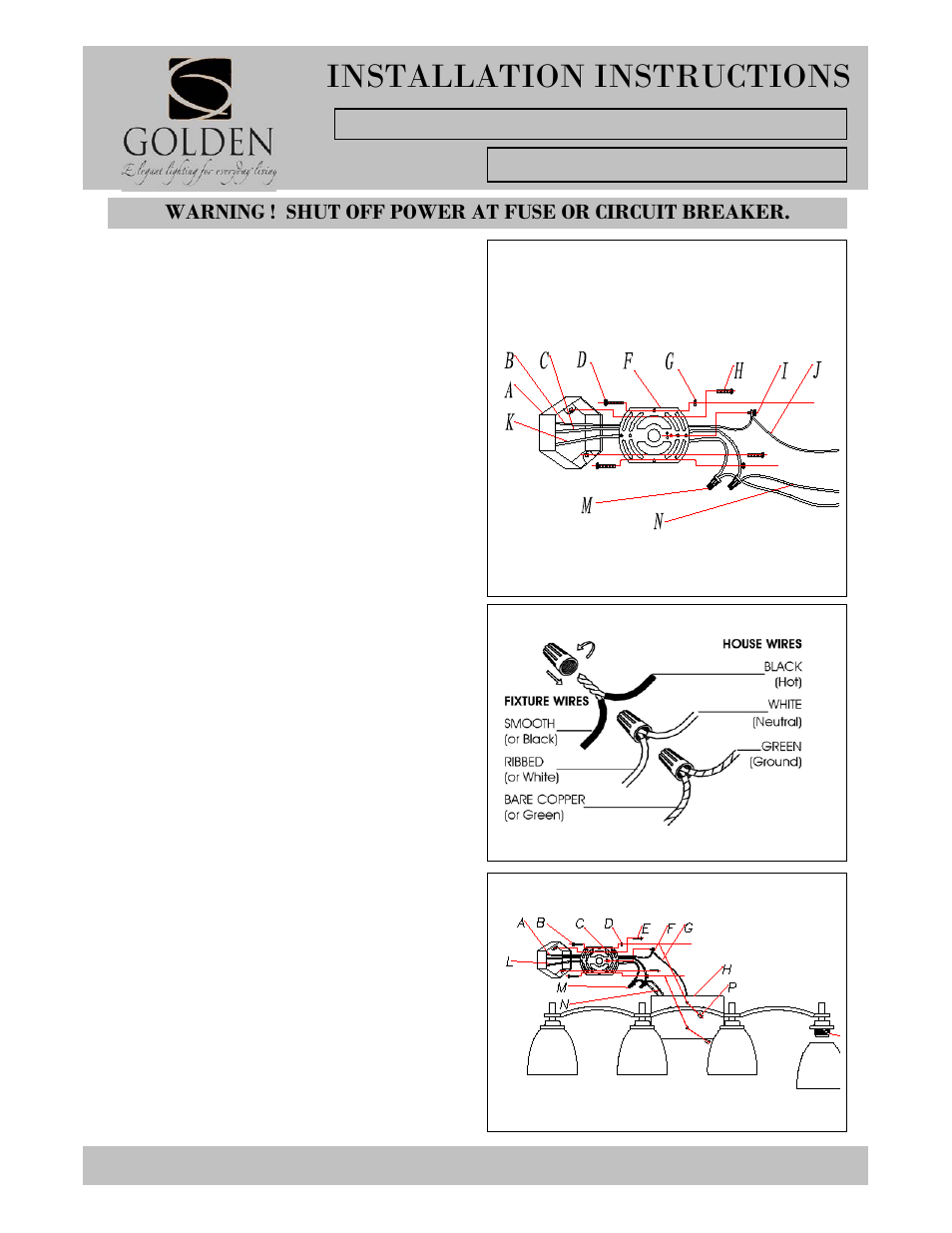 6262-ba4-i, Installation instructions | Golden Lighting 6262-BA4 DNI User Manual | Page 2 / 2