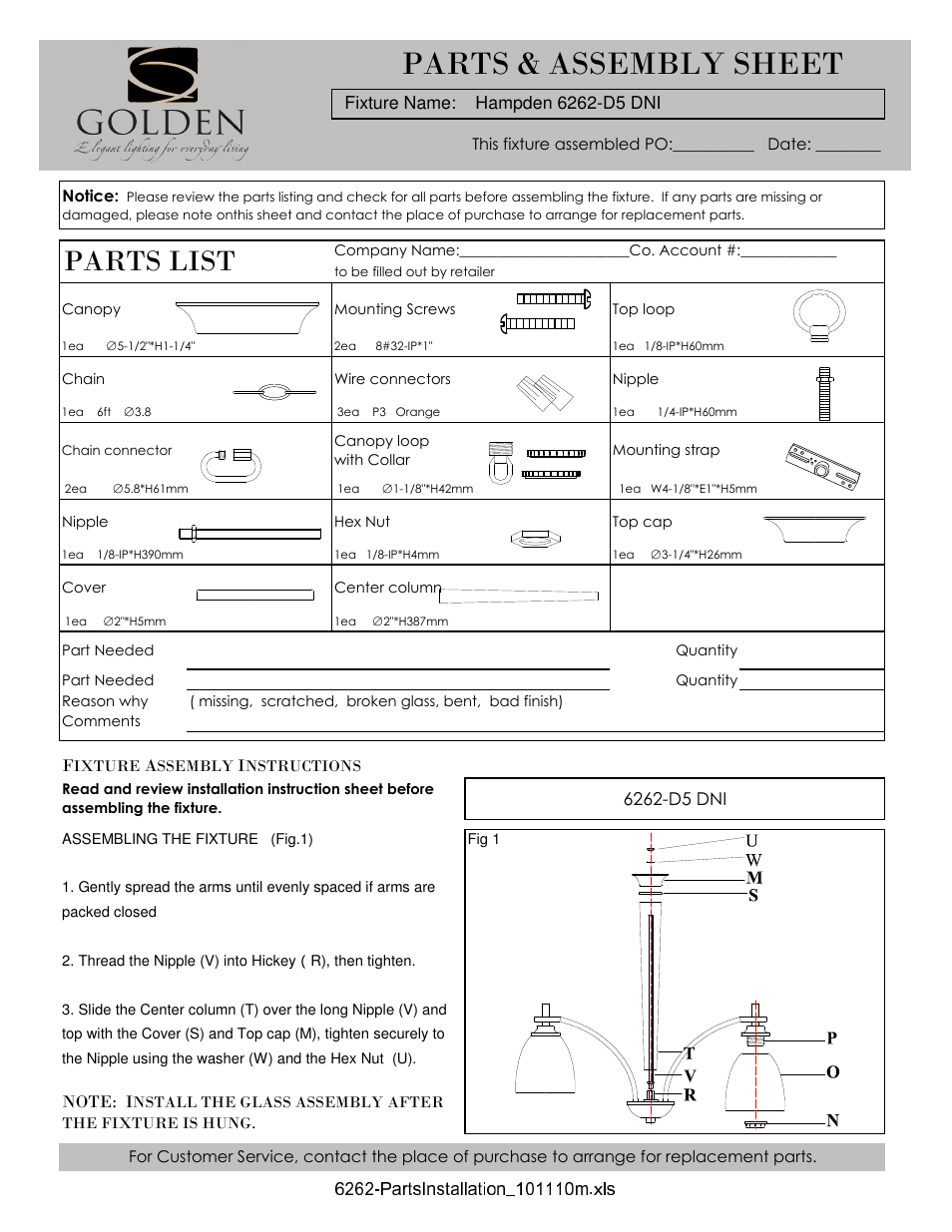 Golden Lighting 6262-D5 DNI User Manual | 3 pages