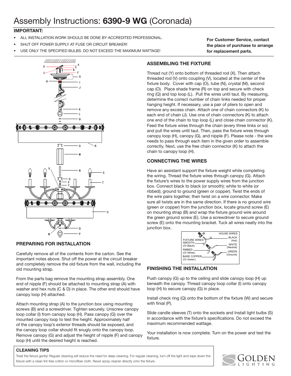 Golden Lighting 6390-9 WG User Manual | 1 page