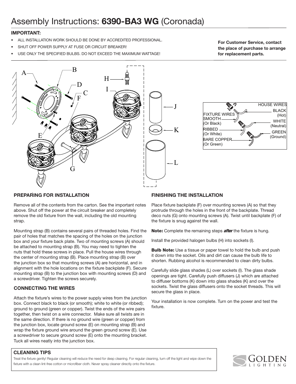 Golden Lighting 6390-BA3 WG User Manual | 1 page