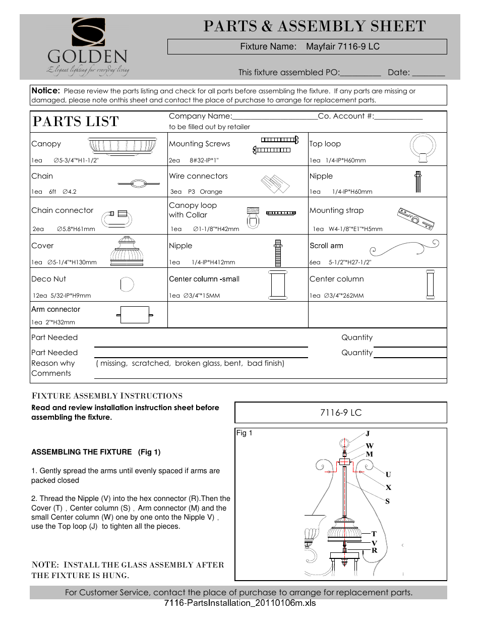 Golden Lighting 7116-9 LC User Manual | 3 pages