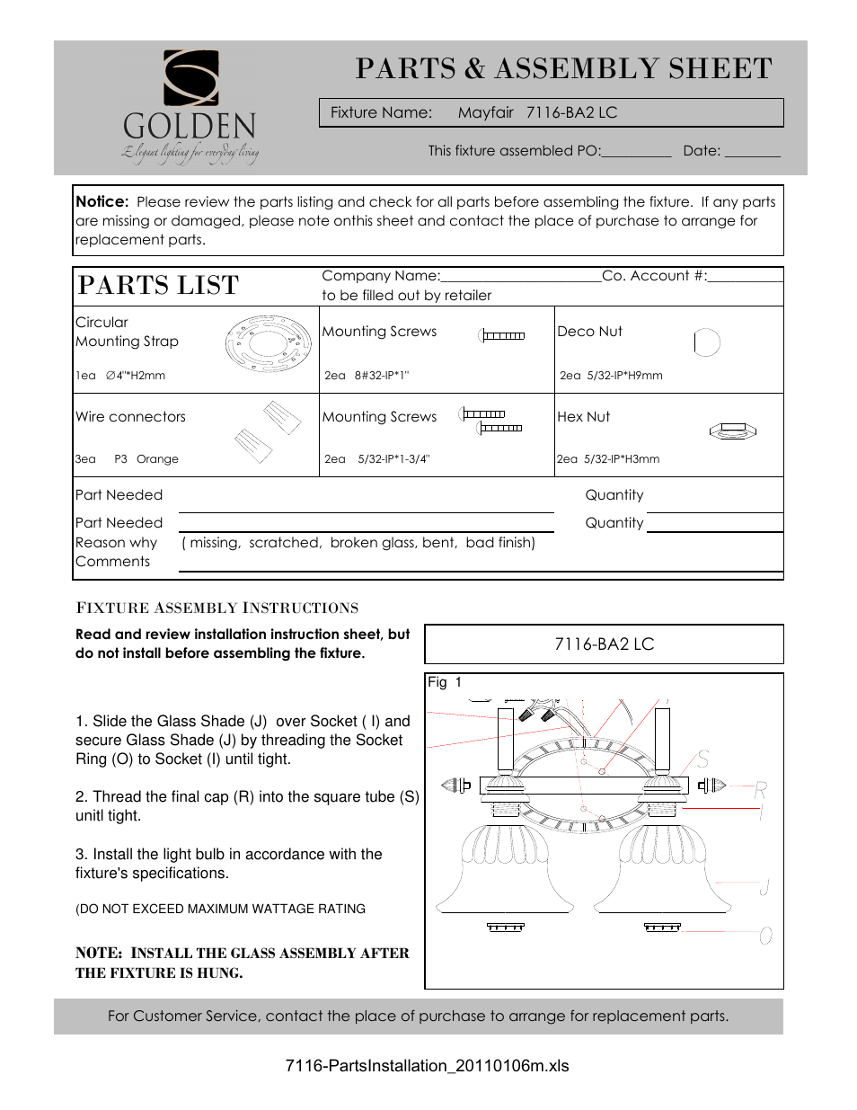 Golden Lighting 7116-BA2 LC User Manual | 2 pages