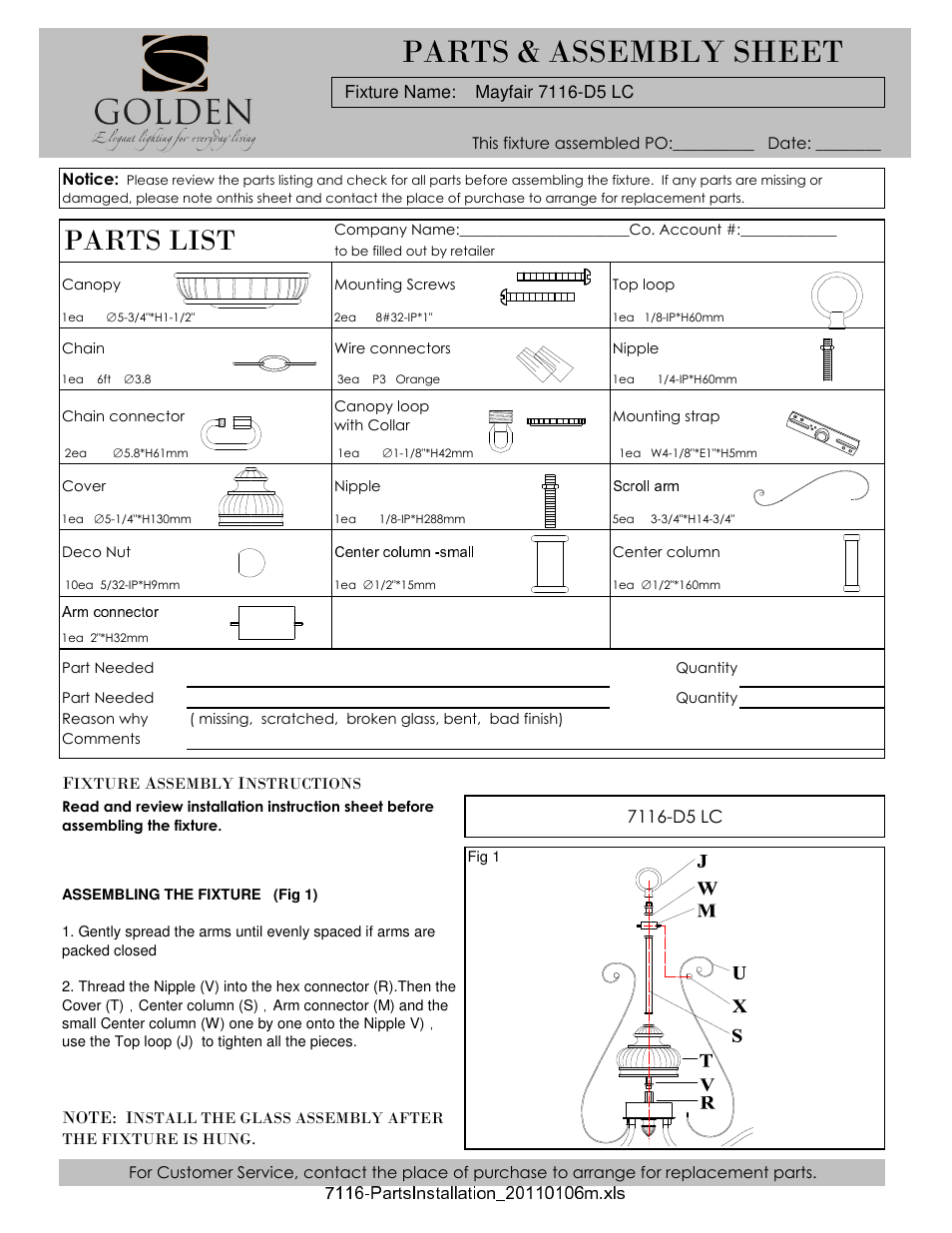Golden Lighting 7116-D5 LC User Manual | 3 pages
