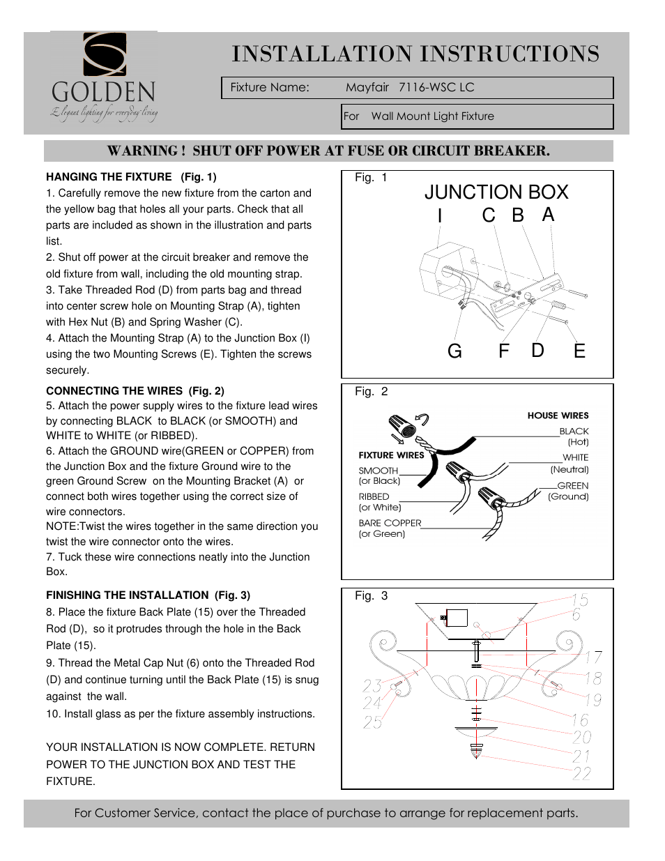 7116-wscinstallation, Installation instructions | Golden Lighting 7116-WSC LC User Manual | Page 2 / 2