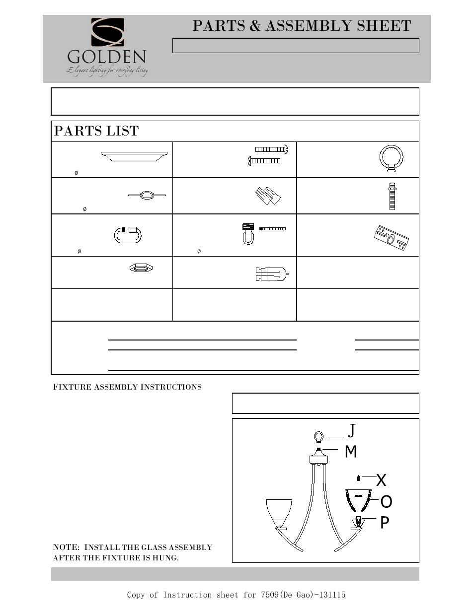 Golden Lighting 7509-M3 PW User Manual | 3 pages