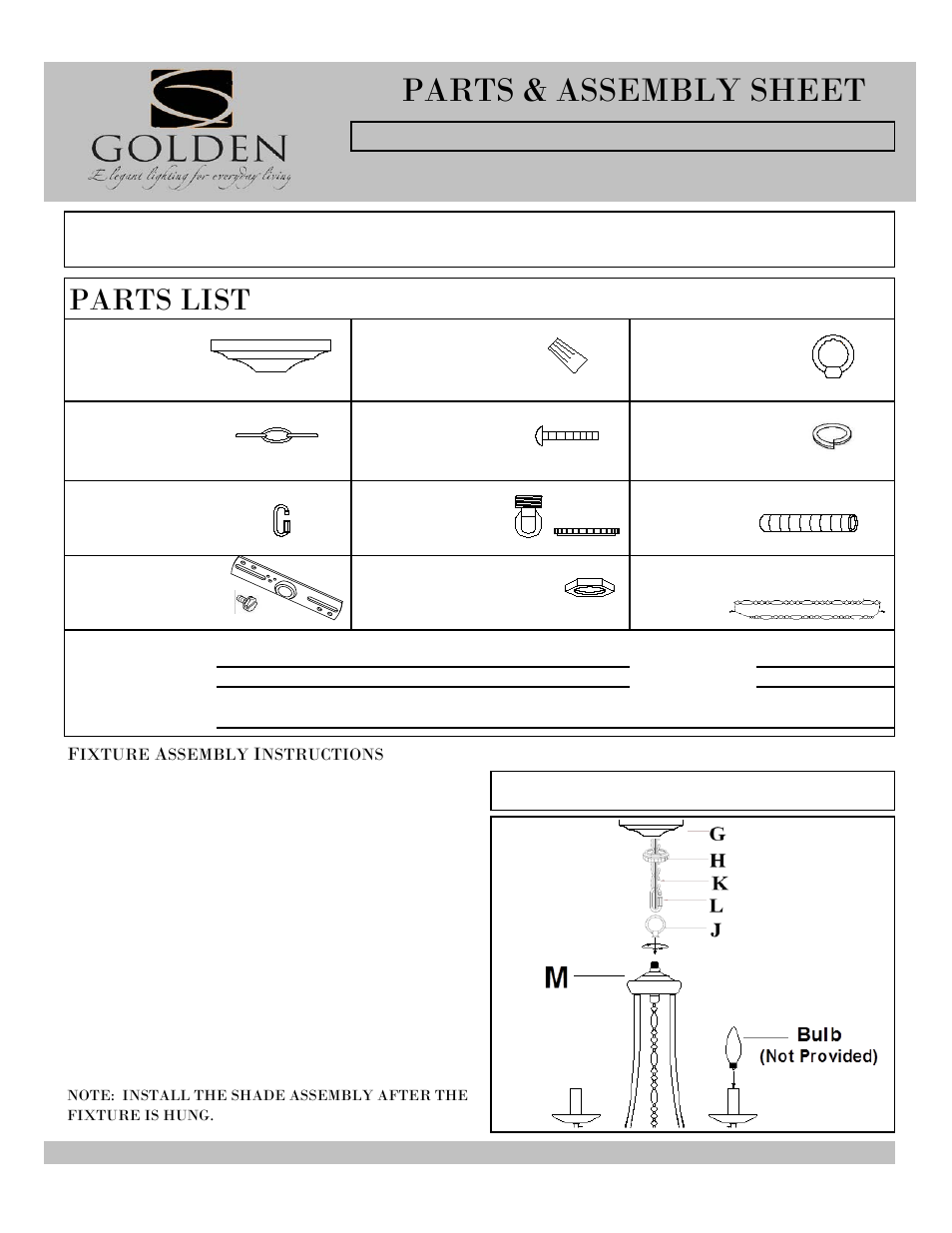 Golden Lighting 7644-9 GA User Manual | 3 pages