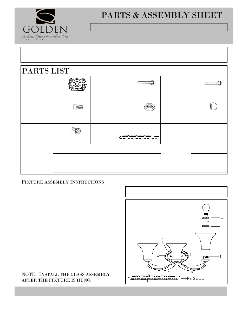 Golden Lighting 7644-BA3 GA User Manual | 2 pages