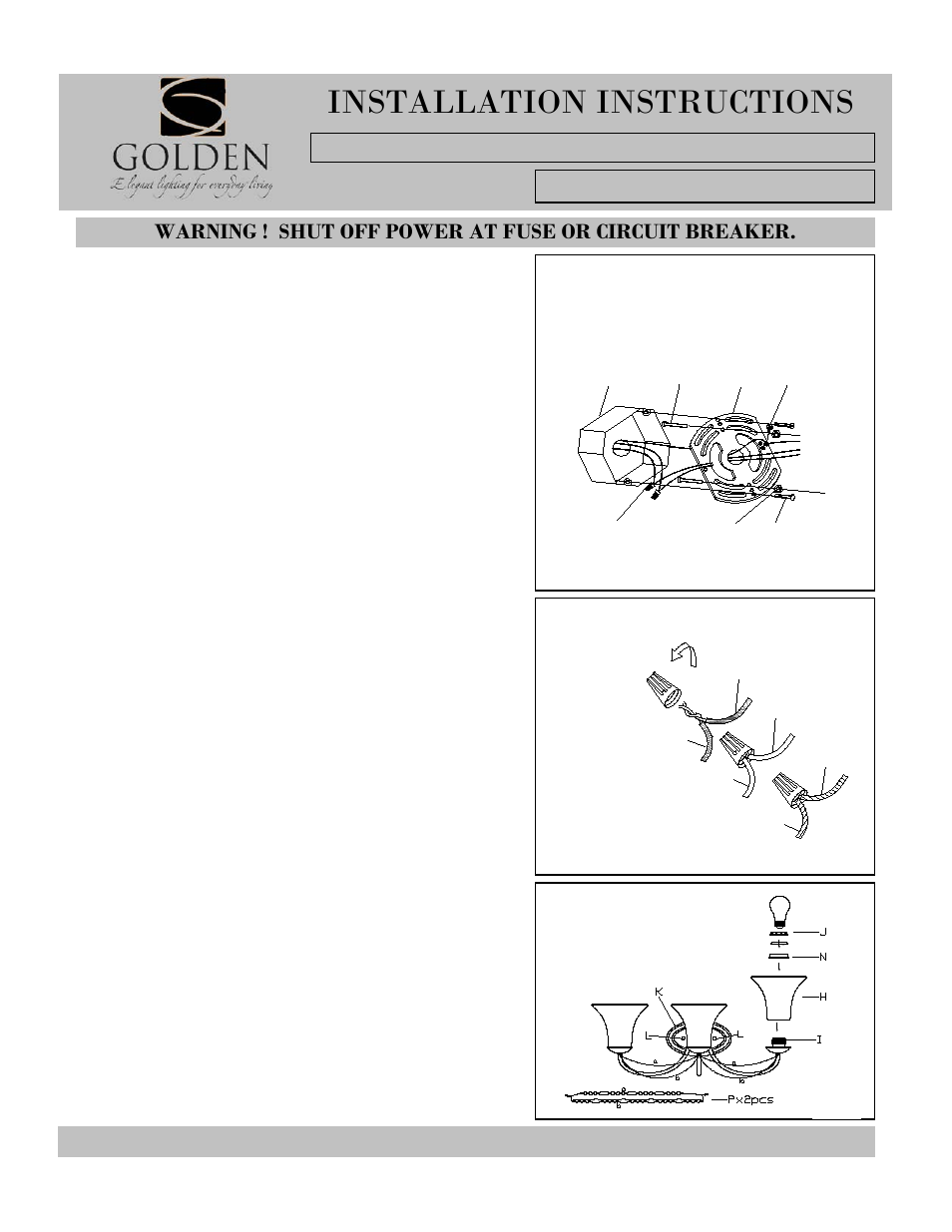 7644-ba3-i, Installation instructions | Golden Lighting 7644-BA3 GA User Manual | Page 2 / 2