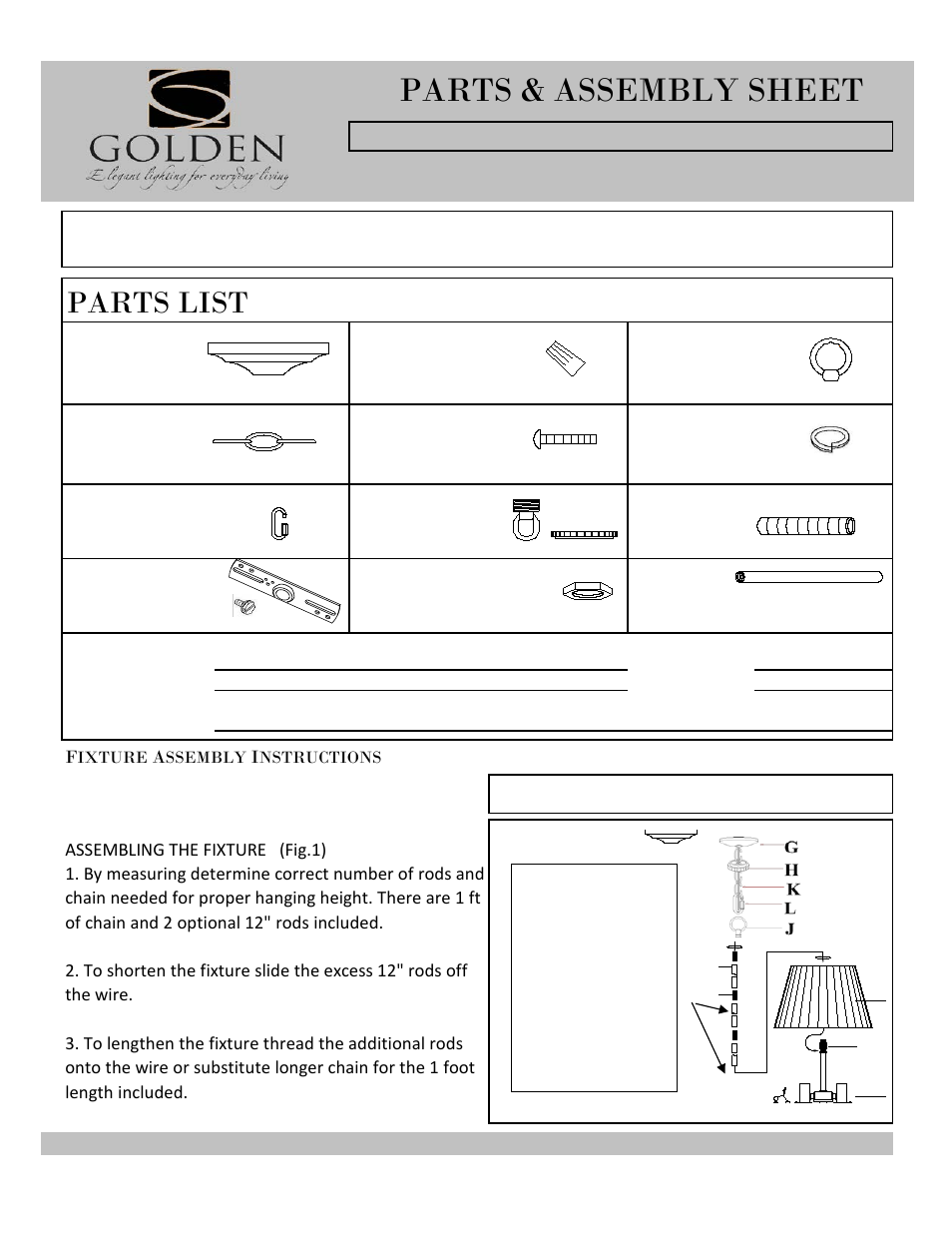 Golden Lighting 7644-M1L GA User Manual | 3 pages