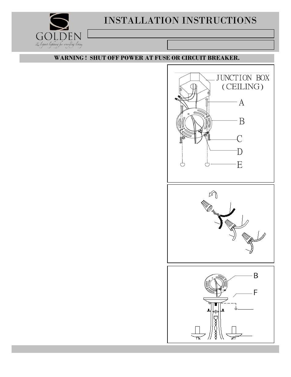 7644-chandelier-i, Installation instructions | Golden Lighting 7644-SF GA User Manual | Page 3 / 4