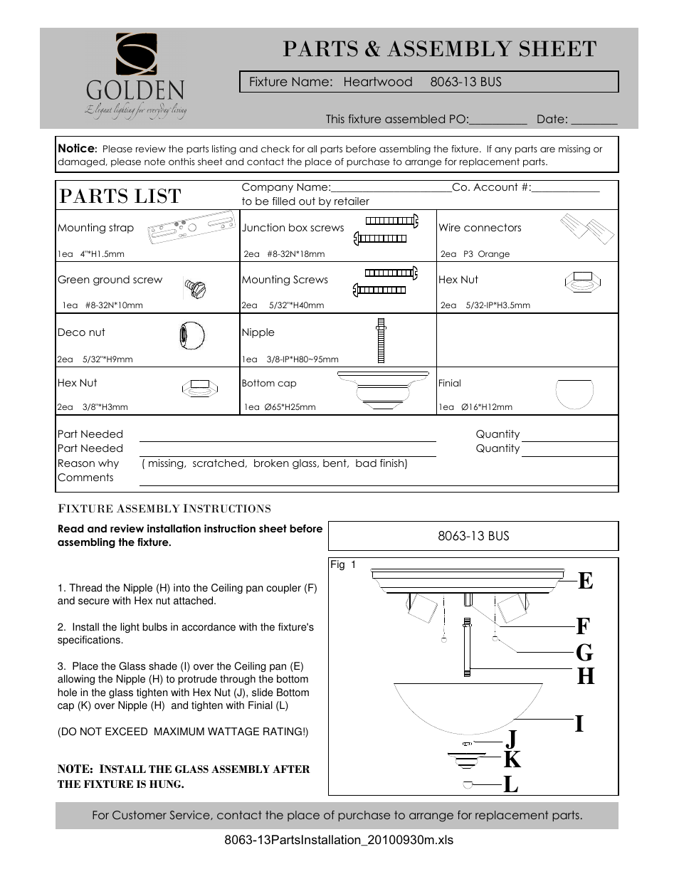 Golden Lighting 8063-13 BUS User Manual | 2 pages