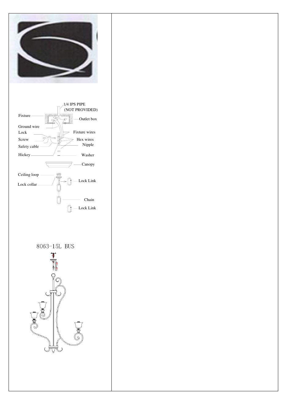 Golden Lighting 8063-15L BUS User Manual | 2 pages