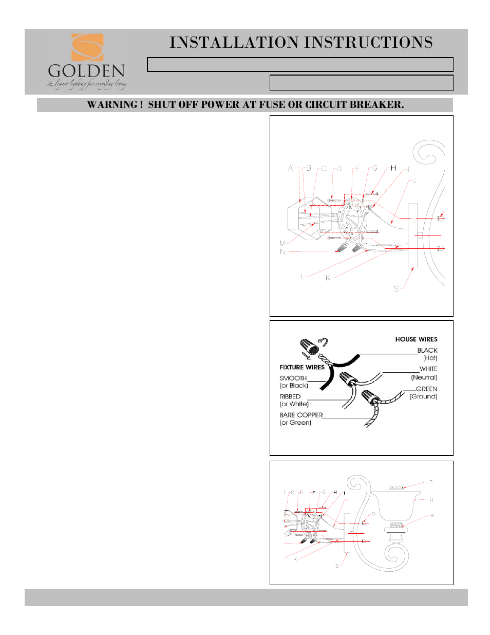 Golden Lighting 8063-1W BUS User Manual | 2 pages