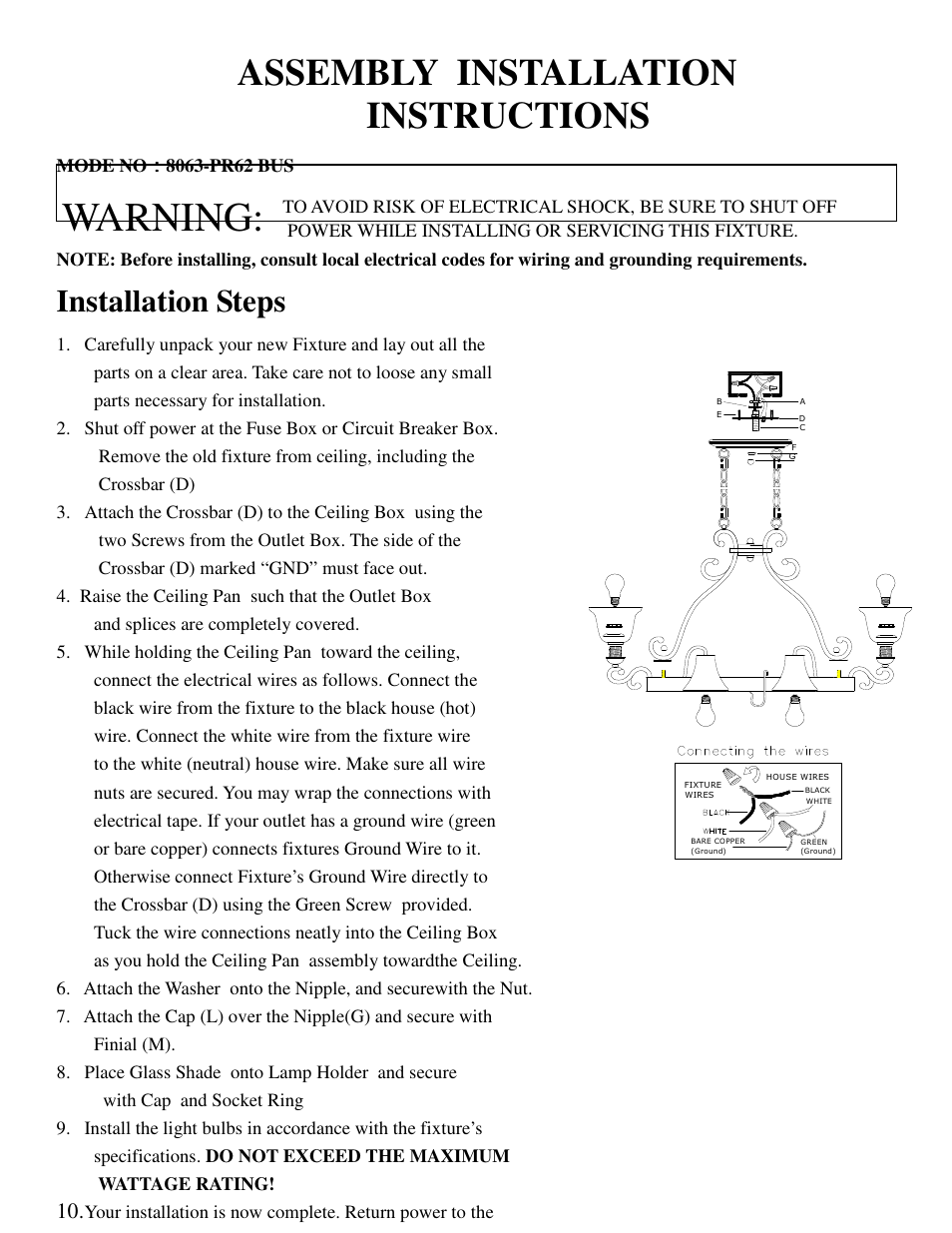 Golden Lighting 8063-PR62 BUS User Manual | 1 page