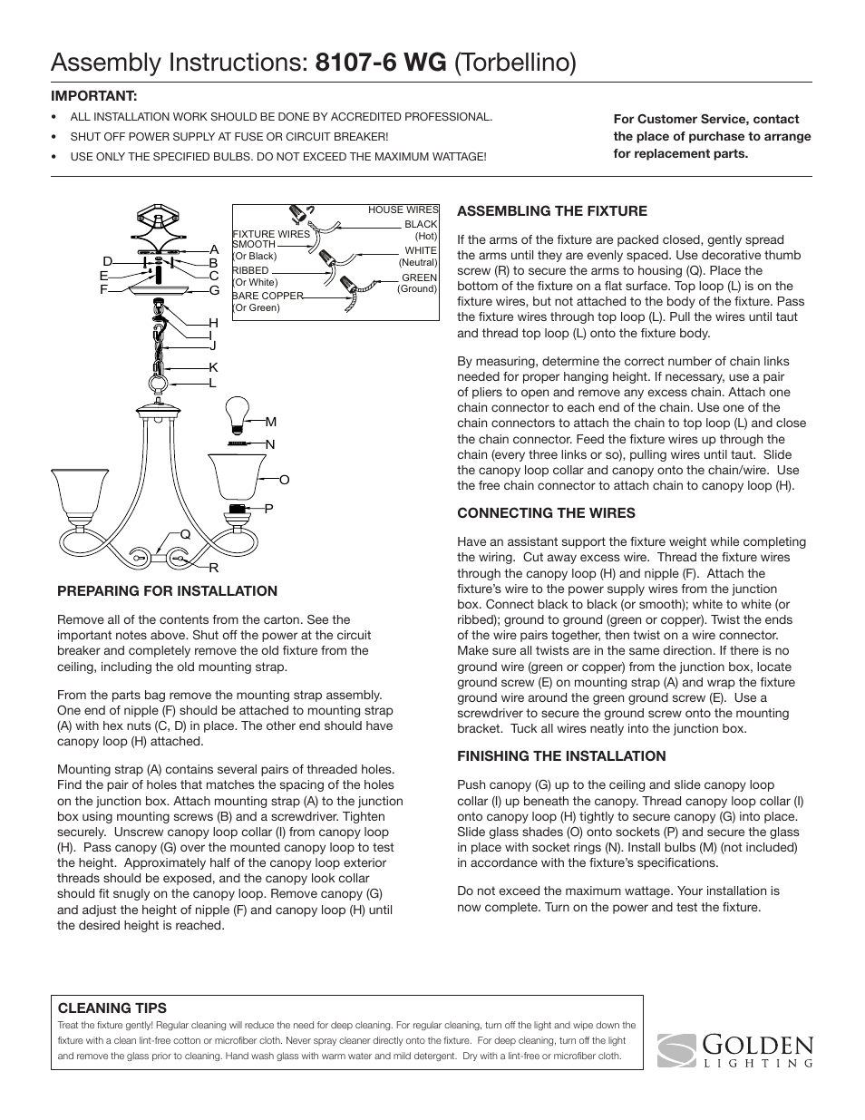 Golden Lighting 8107-6 WG User Manual | 1 page