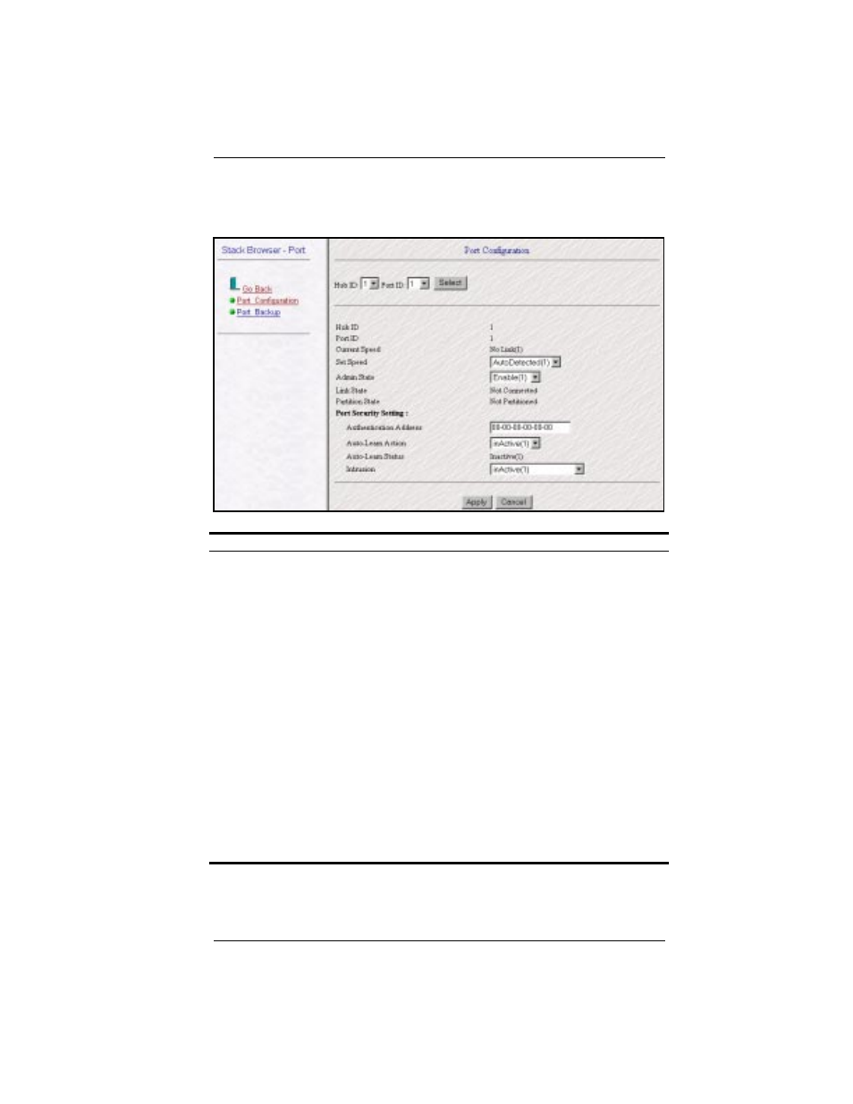 Port configuration | Cabletron Systems SmartSTACK ELH100 User Manual | Page 87 / 122