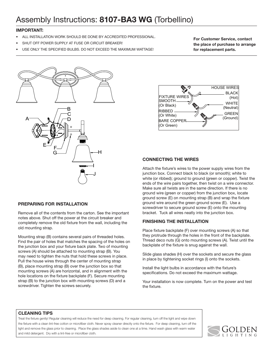 Golden Lighting 8107-BA3 WG User Manual | 1 page