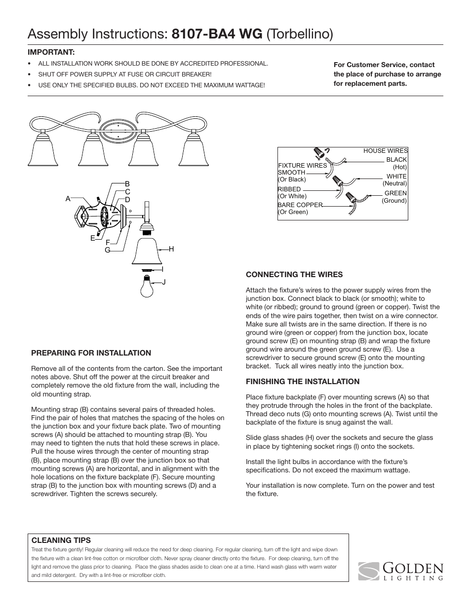 Golden Lighting 8107-BA4 WG User Manual | 1 page