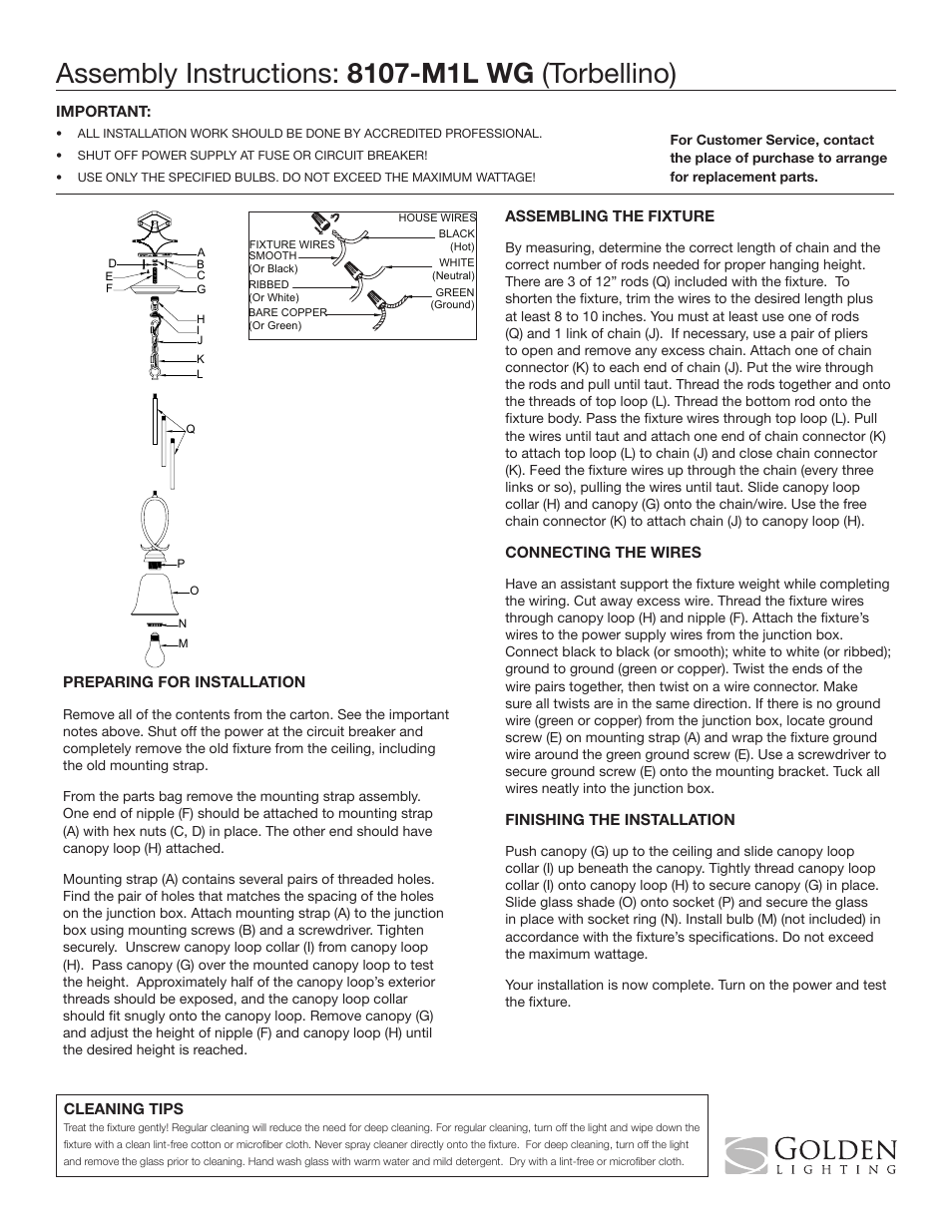 Golden Lighting 8107-M1L WG User Manual | 1 page