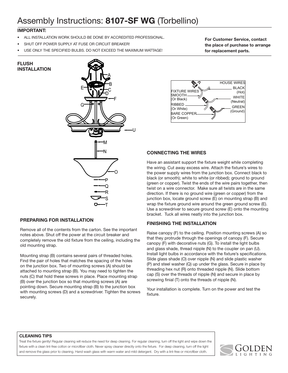 Golden Lighting 8107-SF WG User Manual | 2 pages