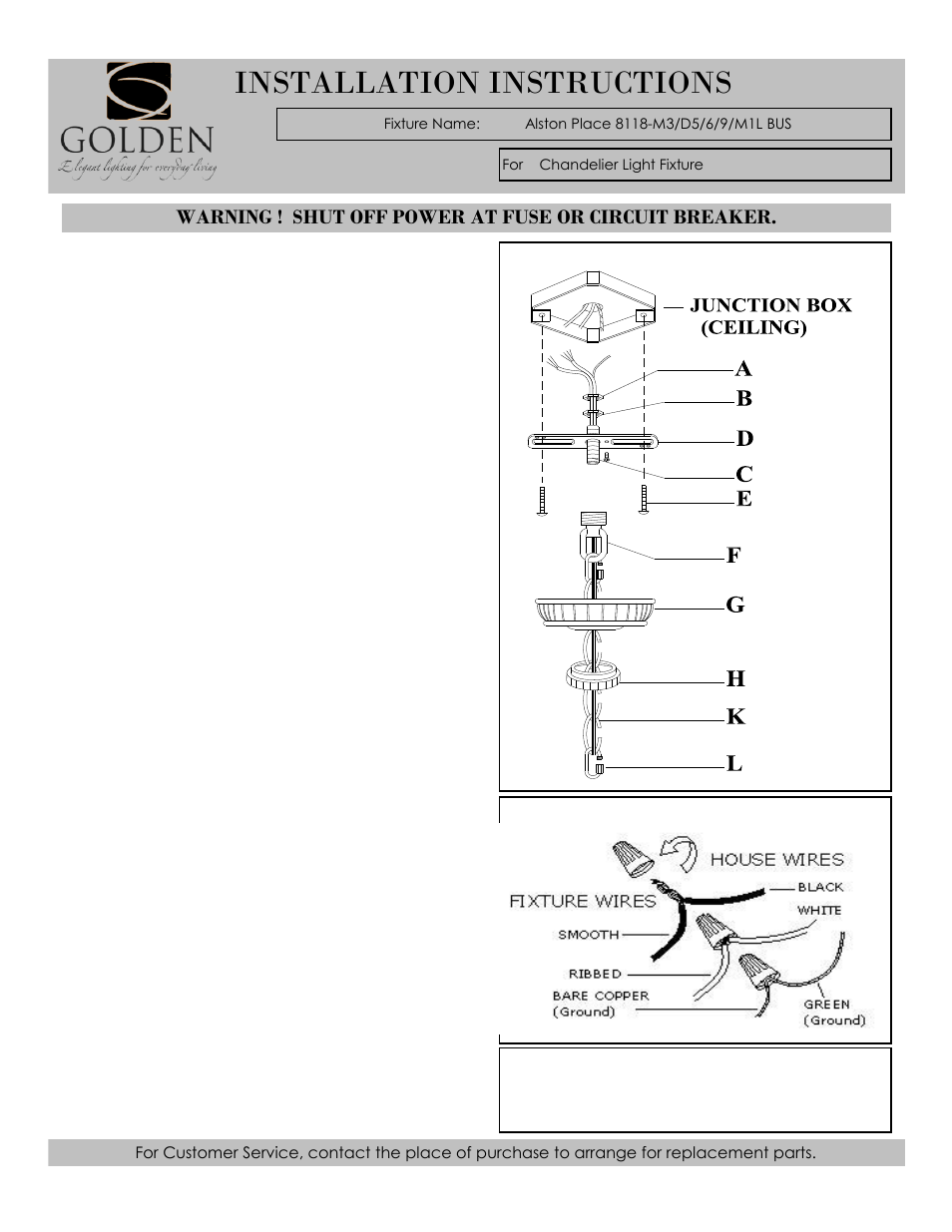 Installation instructions | Golden Lighting 8118-6 BUS User Manual | Page 3 / 3